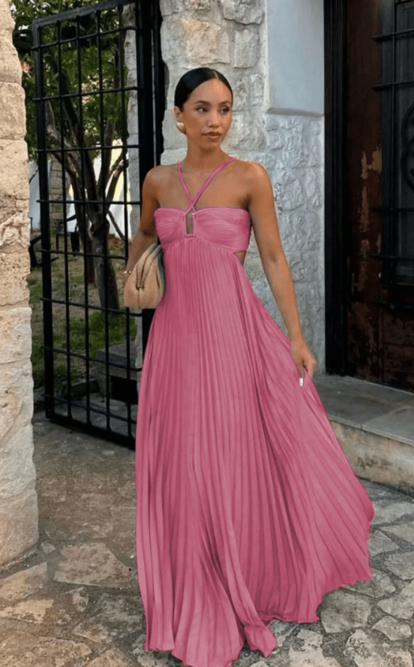 SOKYND Afida Crinkle Chiffon Maxi Dress DressSOKYND-558999-PIN-XS-43223PinkXS