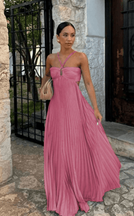 Julia Crinkle Chiffon Maxikleid