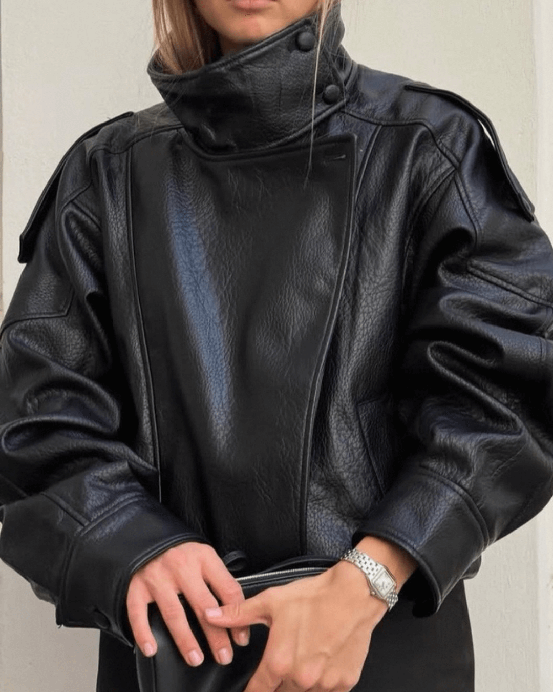 SOKYND Aleah Asymmetrical Leather Jacket Coats & Jacketsts1767356248731909587BlackXS