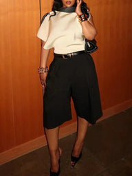 Anaïs High-Waist Bermuda-Shorts mit Gürtel