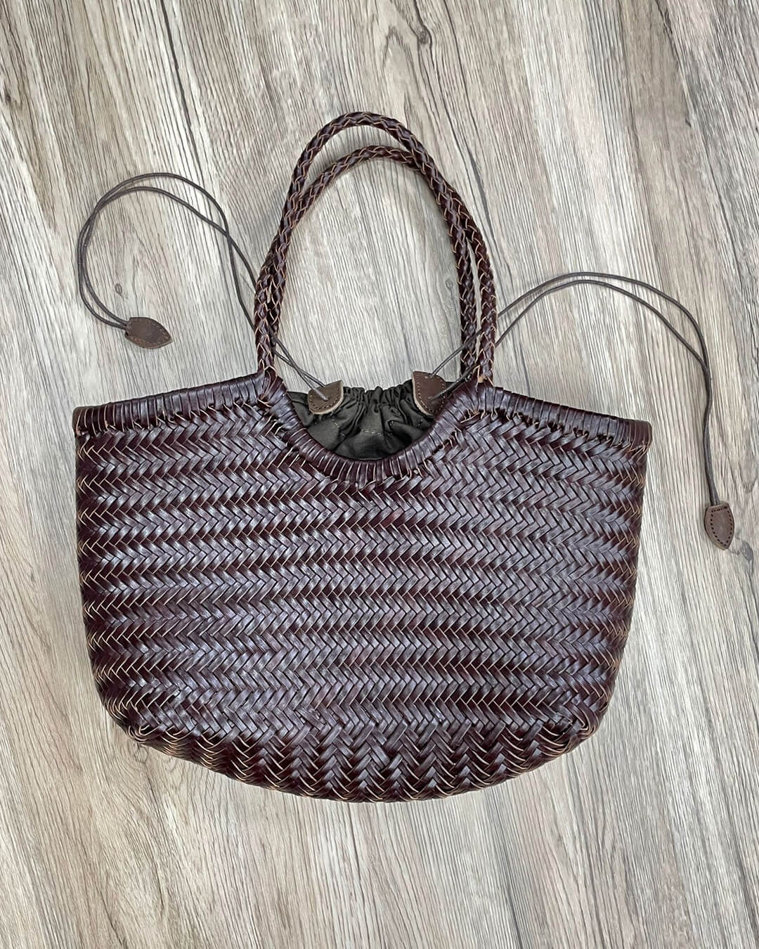 SOKYND Aneta Woven Leather Tote Bag HandbagsSOKYND-481047-BRO-S-72951BrownSmall