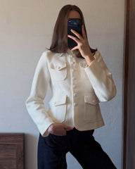 Angela Stehkragen Klappentaschen Blazer