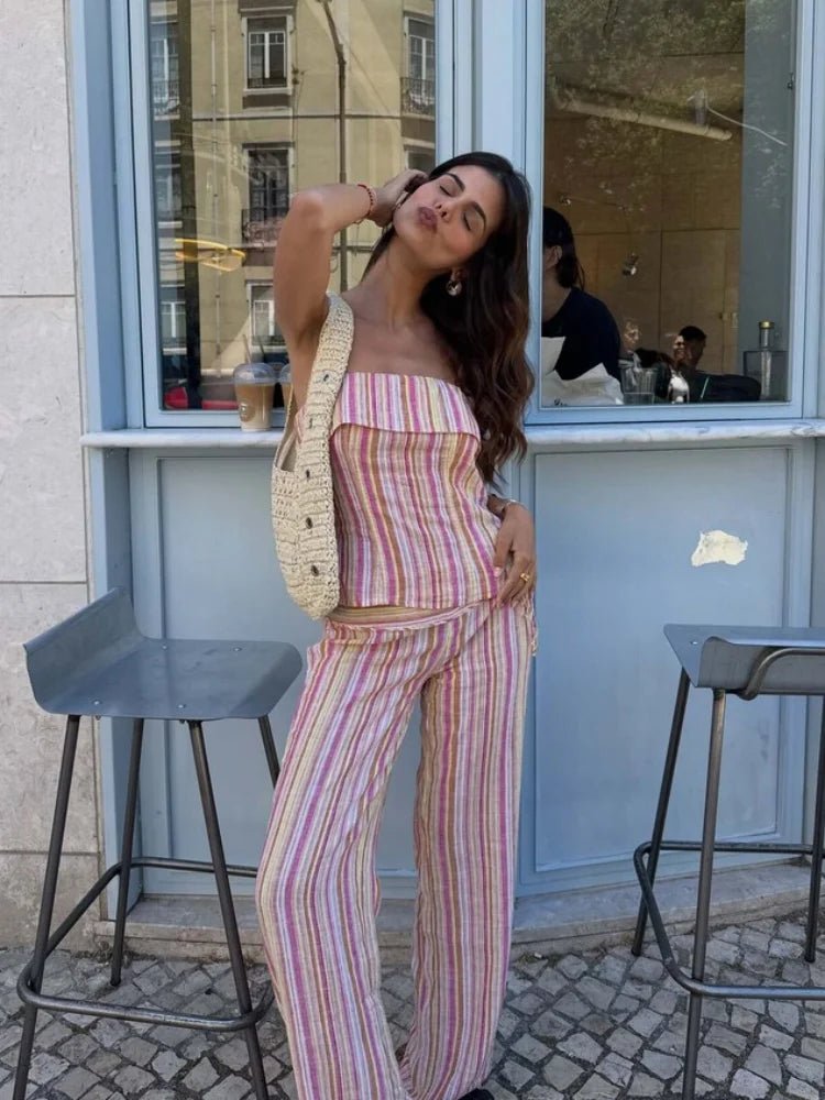 SOKYND Anna Striped Low-Rise Trousers PantsSOKYND-988375-BLU-S-74743BlueS