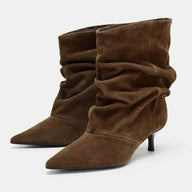 Annie Kunstvelours Geraffte Stiefeletten
