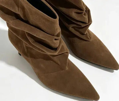 SOKYND Annie Faux Suede Ruched Ankle Boots BootsSOKYND-261847-BRO-36-82935Brown36