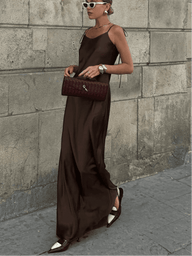Antonia Rückenfreies Satin-Maxikleid