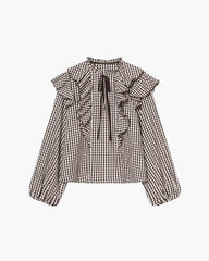 Ava Gingham Rüschbluse