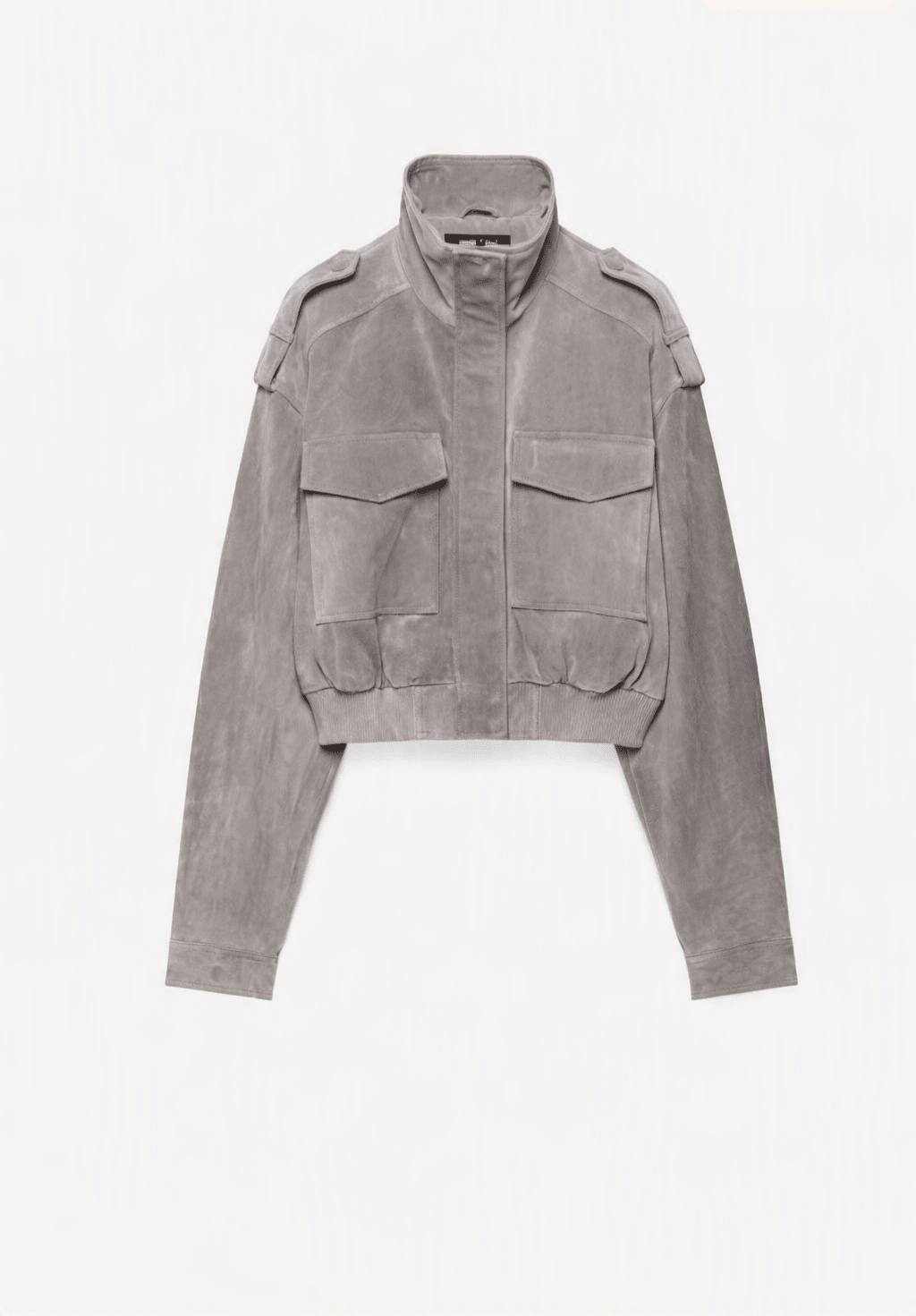 SOKYND Ava Suede Cropped Stand Collar Jacket JacketSOKYND-822167-GRE-L-82231GreyL