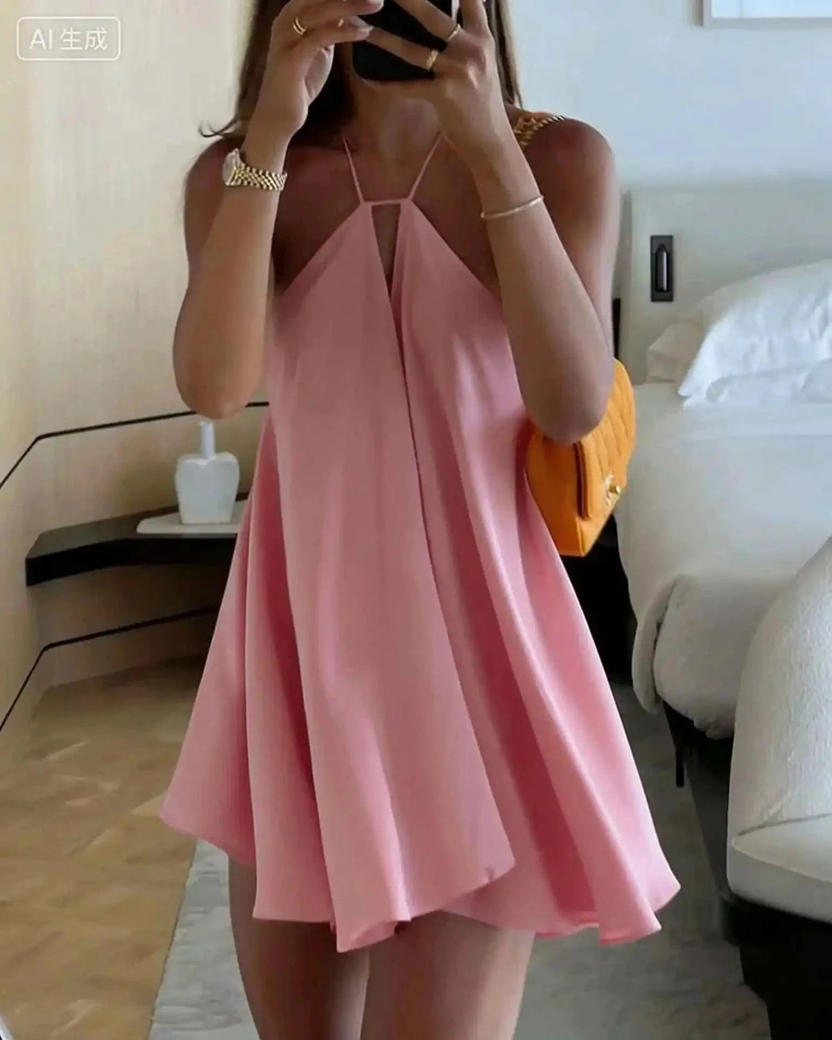 SOKYND Bernadette Off - Shoulder Hollow Out Summer Dress DressPinkS