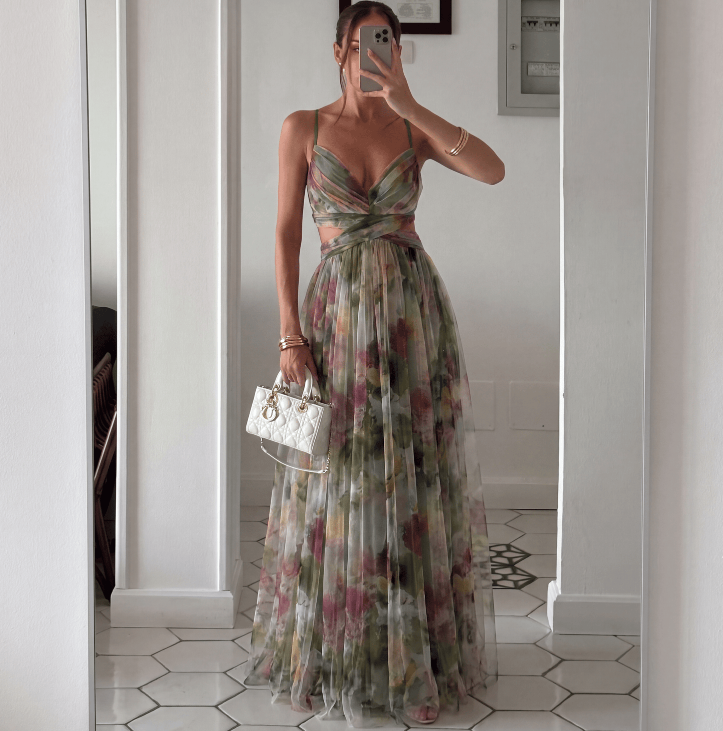 SOKYND Briony Floral Mesh Maxi Dress DressSOKYND-739799-GRE-XS-93559GreenXS