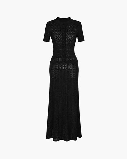 SOKYND Brynn Half Button Knitted Midi Dress DressBlackXS