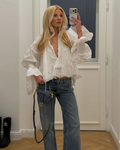 SOKYND Carla Embroidery Lace Trim Blouse BlouseSOKYND-464087-S-OS-37495S
