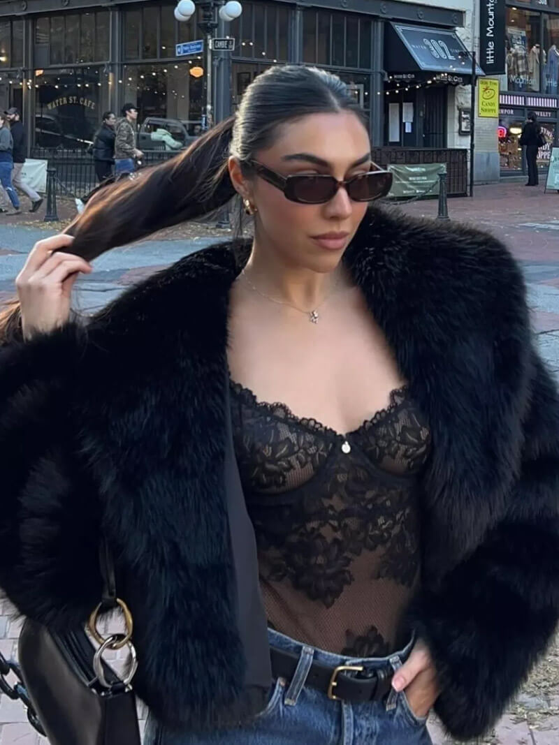 SOKYND Carley Faux Fur Coat Coats & JacketszN1767356248744829631BlackS