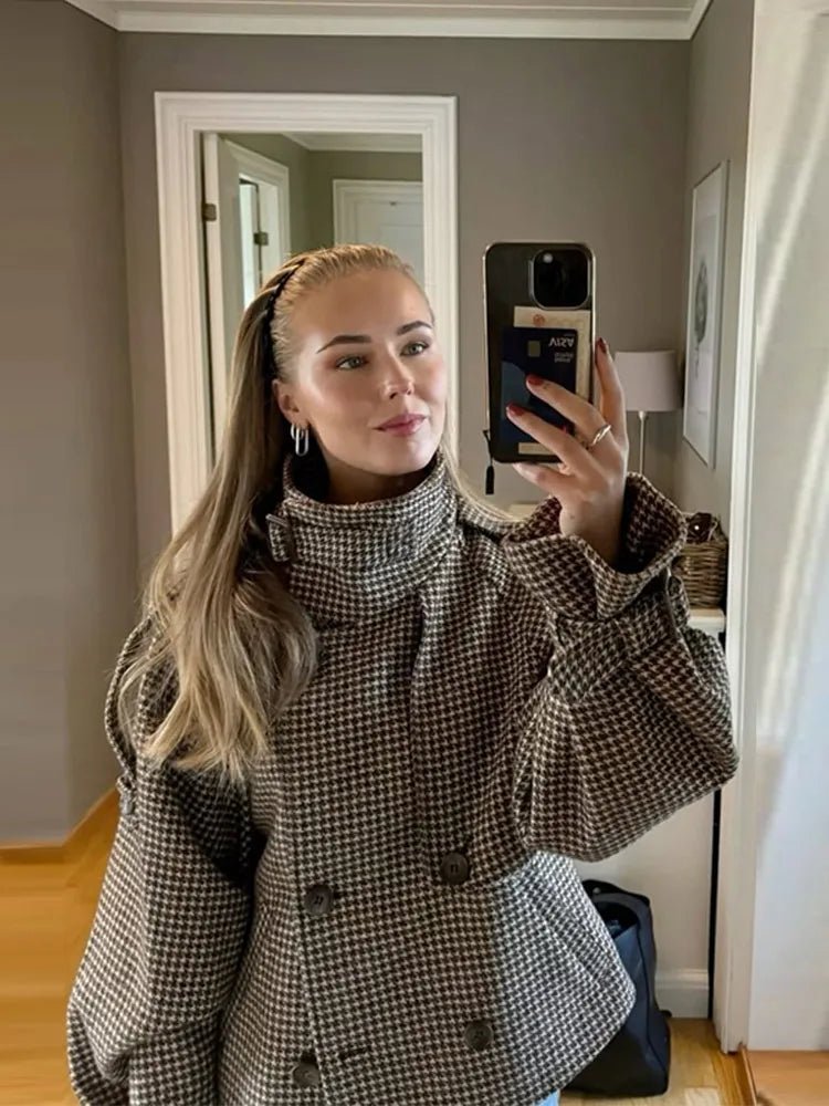 SOKYND Cassandra Lapel Checkered Coat Coats & Jackets1005009699002885-;HA1774570740284594386KhakiM