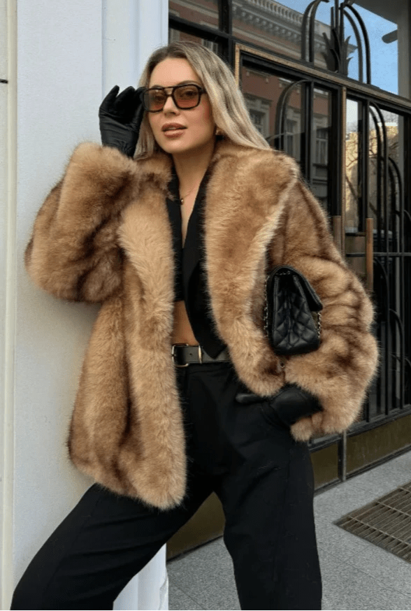 SOKYND Cattleya Faux Fur Coat Coats & JacketsMj1767356248746775474BrownS