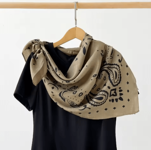 SOKYND Celeste Paisley Knitted Bandana Scarf AccessoriesBeigeOne Size