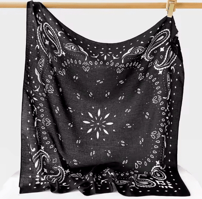 SOKYND Celeste Paisley Knitted Bandana Scarf AccessoriesBlackOne Size