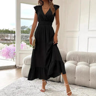 Dahlia Rüschen-Swingkleid mit V-Ausschnitt