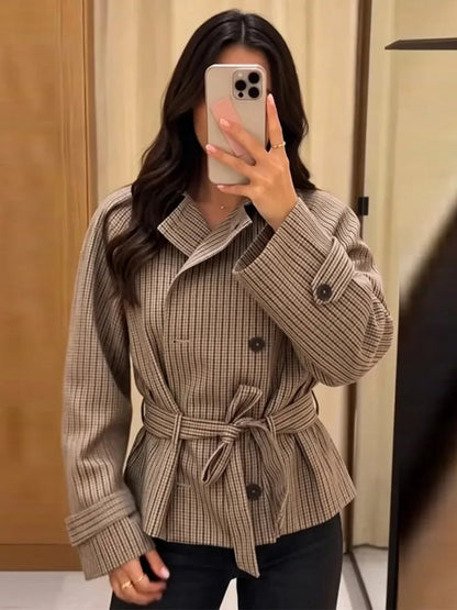 SOKYND Daniela Plaid Belted Trench Coat CoatSOKYND-117079-M-OS-41879M