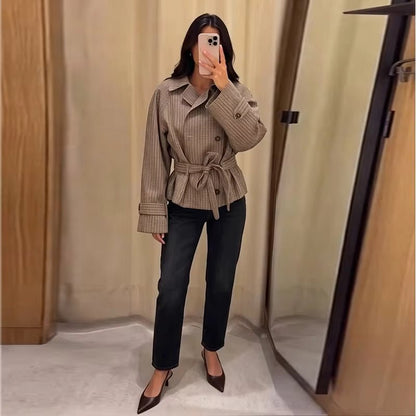 SOKYND Daniela Plaid Belted Trench Coat CoatSOKYND-117079-XS-OS-76343XS