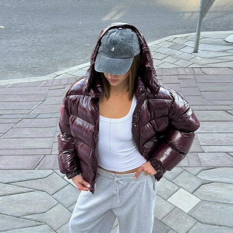 SOKYND Davina Hooded Puffer Jacket Coats & JacketsmR1767356248747396519BurgundyM