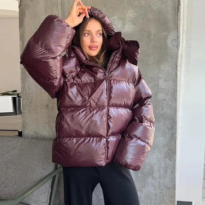 SOKYND Davina Hooded Puffer Jacket Coats & JacketsqZ1767356248747273411BurgundyS