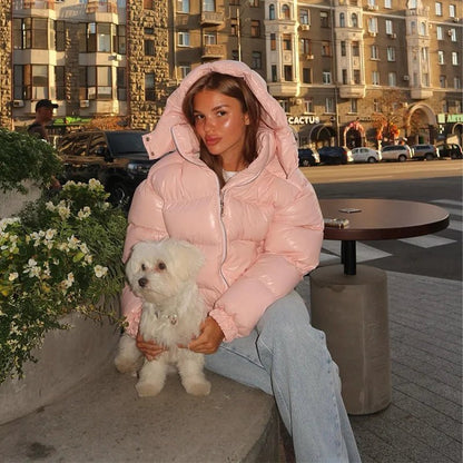 SOKYND Davina Hooded Puffer Jacket Coats & JacketsFl1767356248748264061PinkL