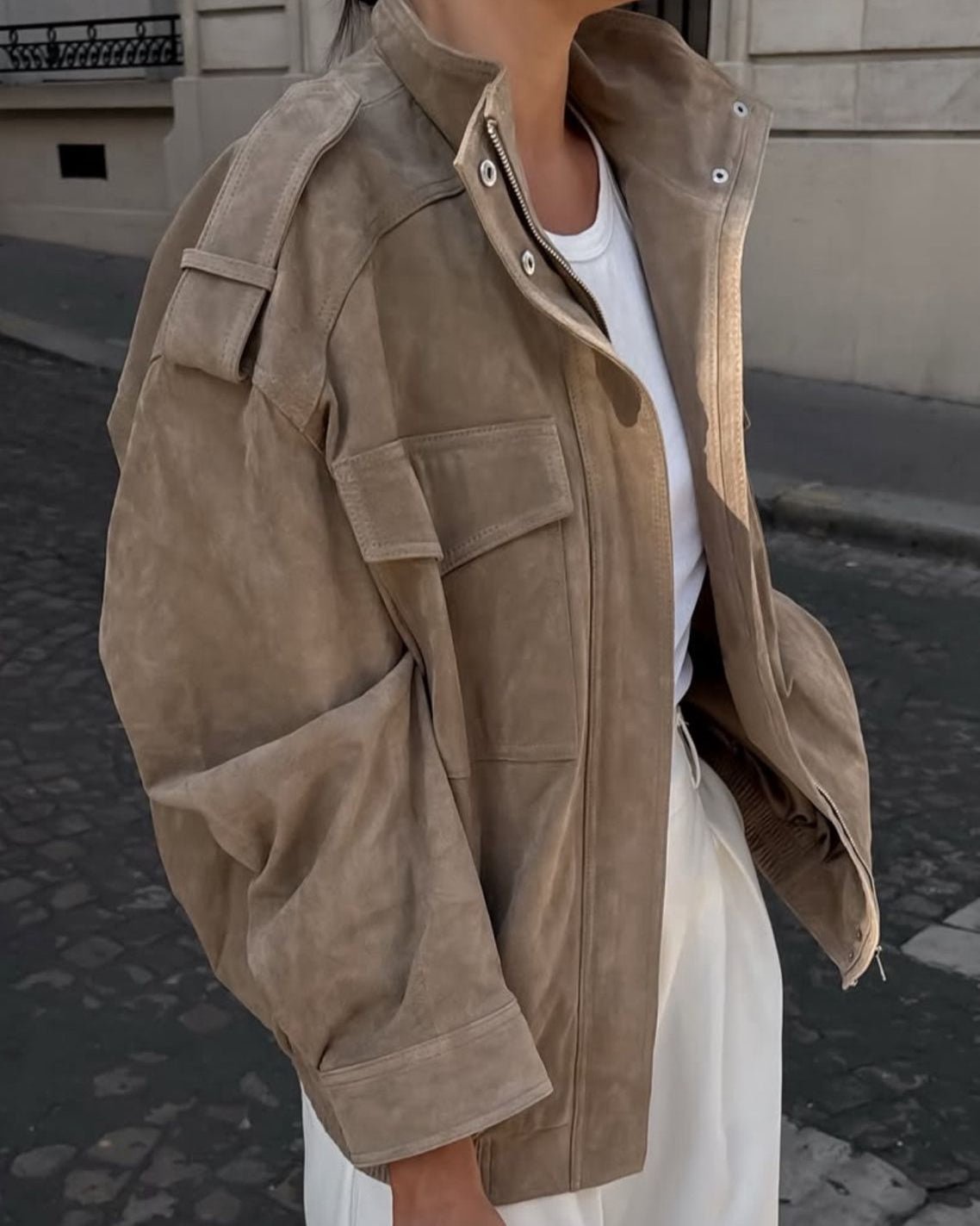 SOKYND Delphine High - Neck Suede Jacket Coats & JacketsSandL