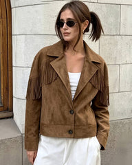 Denise Kunstleder Revers Kurze Jacke