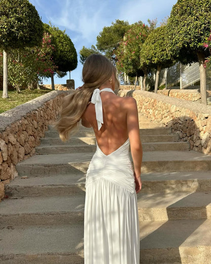 SOKYND Diana Halter Plunge Maxi Dress DressM