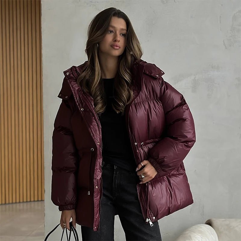 SOKYND Dorothy Drawstring Hooded Puffer Coat Coats & JacketsrA1767356248750780061BurgundyS