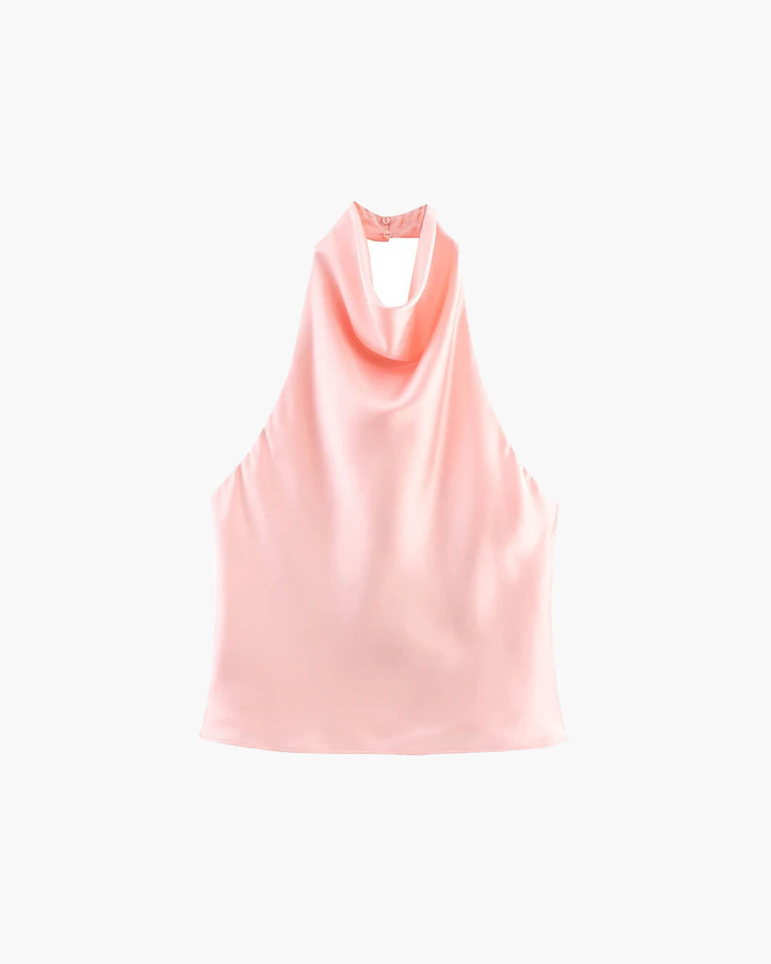 SOKYND Elaine Halter Backless Satin Top TopsPinkS