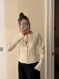 Fiona Buttoned Slim Cardigan