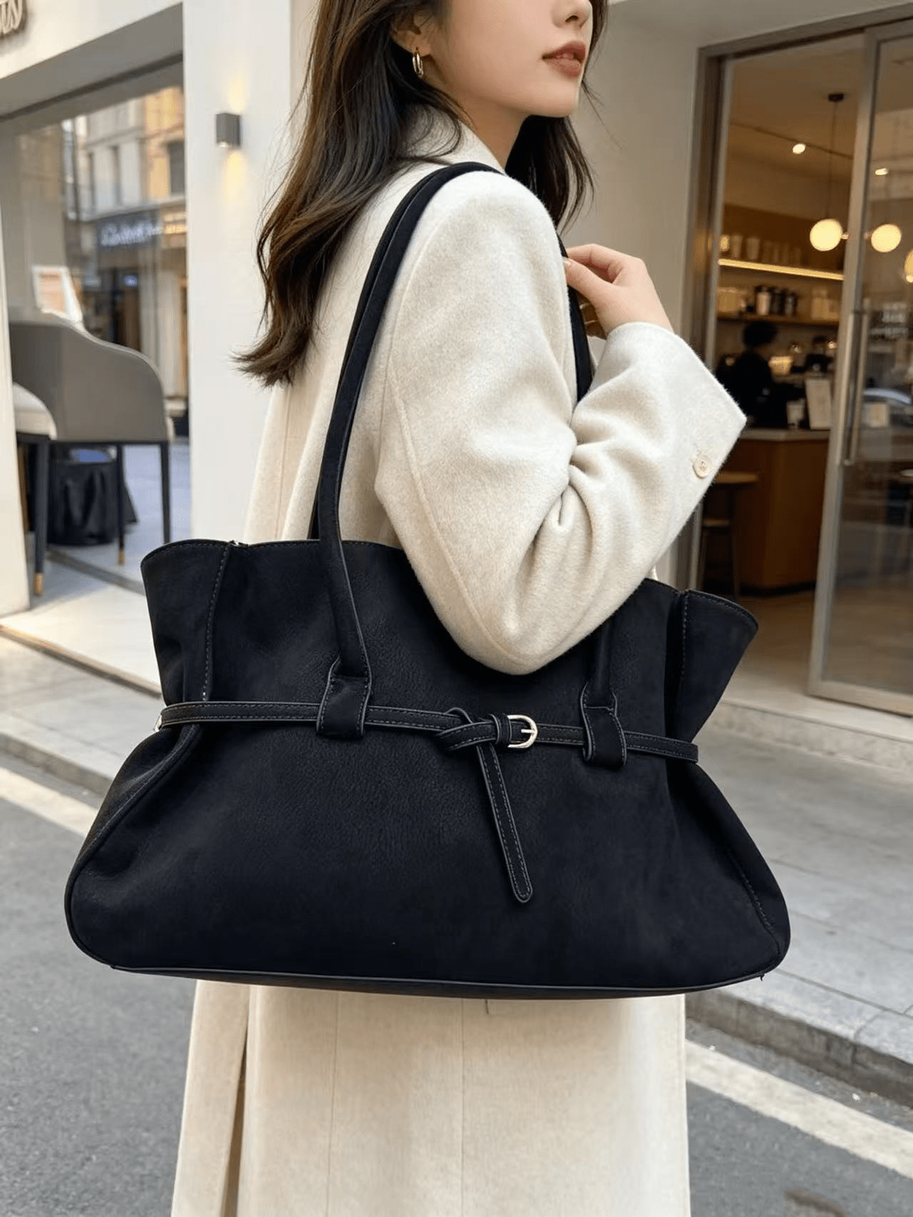 SOKYND Ellie Belted Tote Bag BagSOKYND-748695-TAU-OS-73047Black