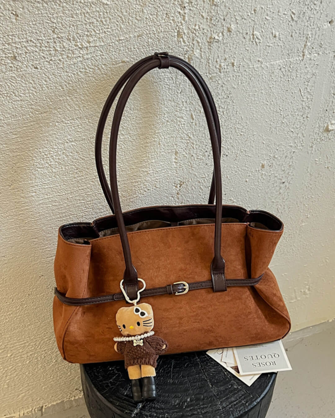 SOKYND Ellie Belted Tote Bag BagCamel
