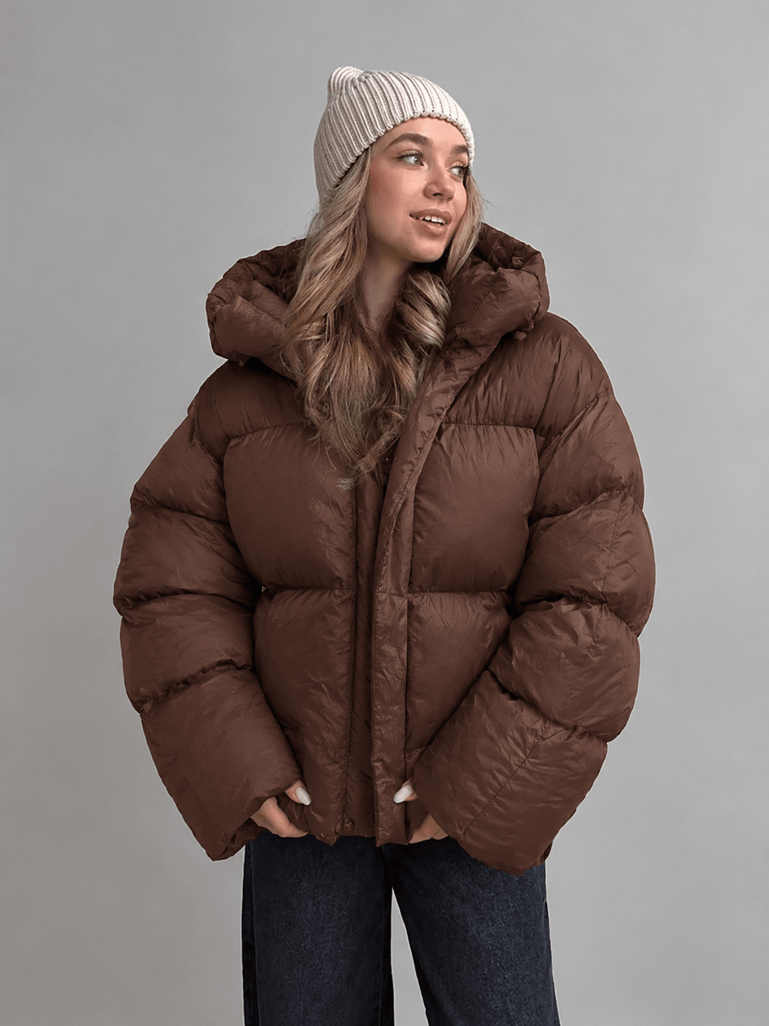SOKYND Ellie Lightweight Puffer Jacket JacketBrownM