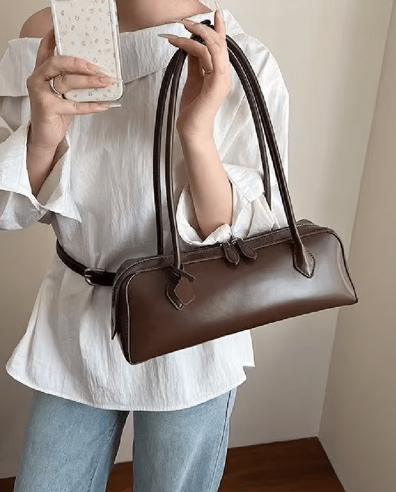 SOKYND Emily Vintage Leather Baguette Bag BagSOKYND-838871-BRO-OS-36951Brown