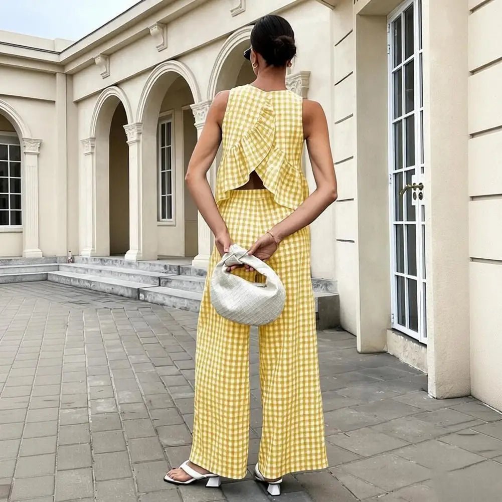 SOKYND Enya Plaid Ruffle Two-Piece Set Matching SetsSOKYND-314583-YEL-S-45591YellowS