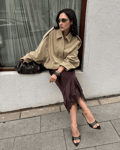 SOKYND Erica Faux Suede Bomber Jacket JacketSOKYND-248727-BEI-S-43383BeigeS