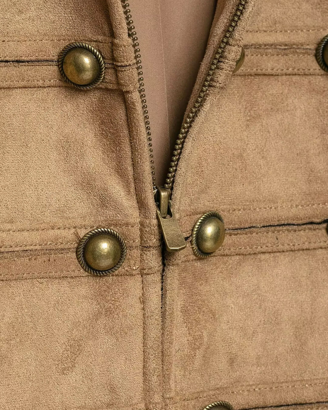 SOKYND Evelyn Faux Suede Napoleon Slim Jacket JacketSOKYND-016983-BRO-M-39063BrownM