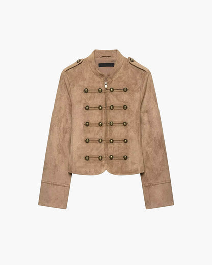 SOKYND Evelyn Faux Suede Napoleon Slim Jacket JacketSOKYND-016983-BRO-XS-73527BrownXS