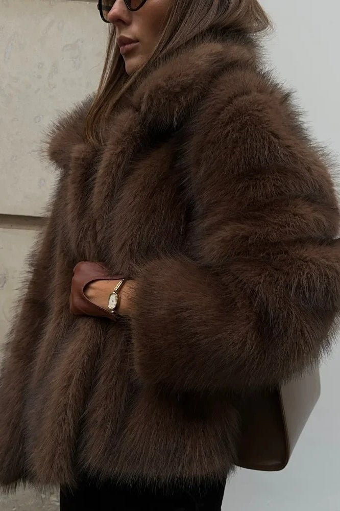 SOKYND Gillian Faux Fur Short Coat Coats & JacketsxI1767625273834129470SBrown