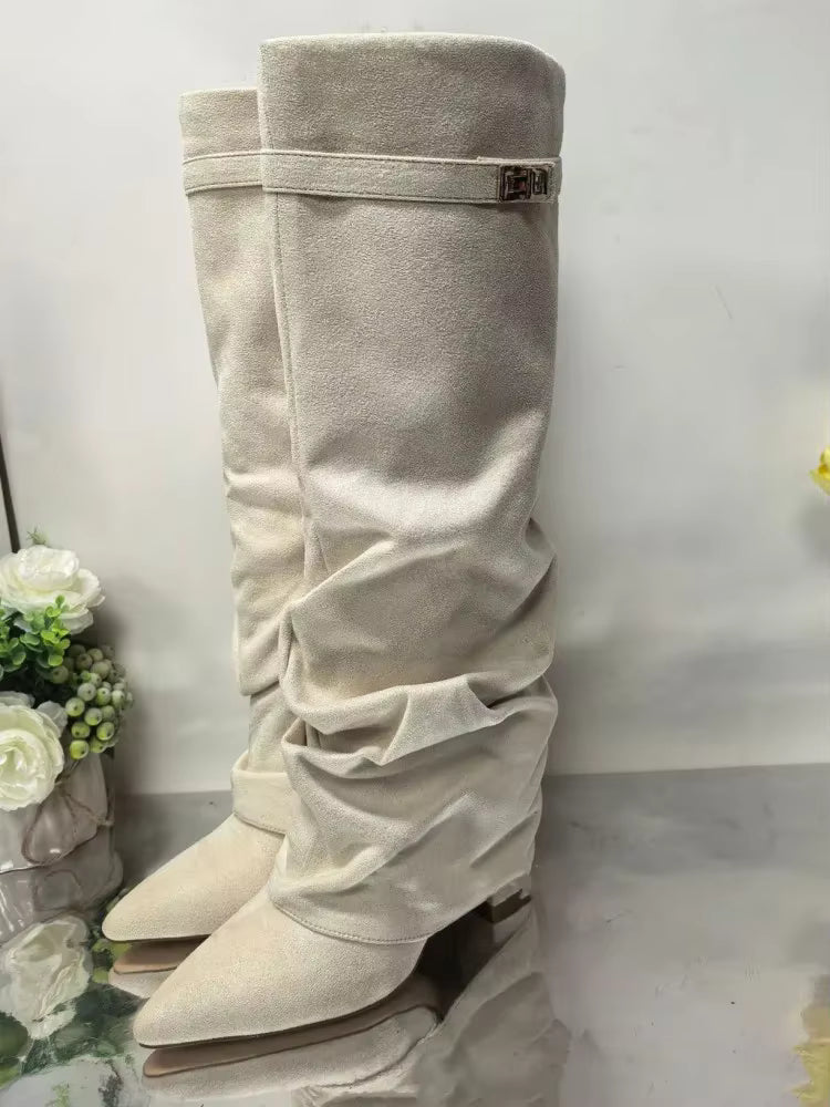 SOKYND Gloria Slouchy Faux Suede Knee High Boots BootsSOKYND-752535-BRO-34-17175Brown34