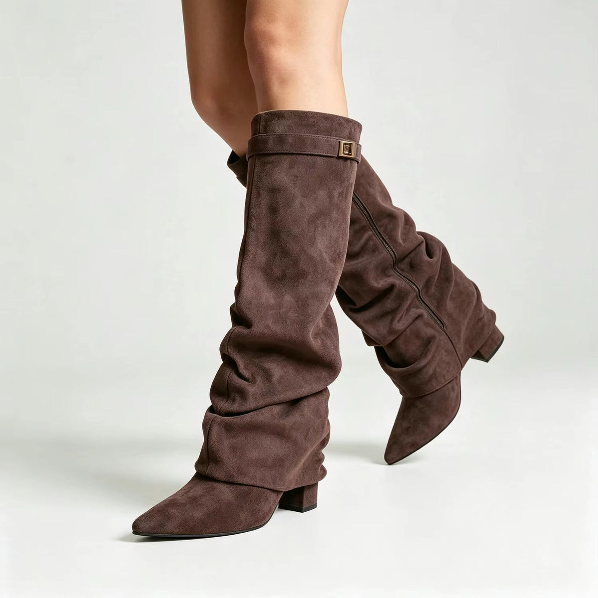 SOKYND Gloria Slouchy Faux Suede Knee High Boots BootsSOKYND-752535-BRO-34-17175Brown34