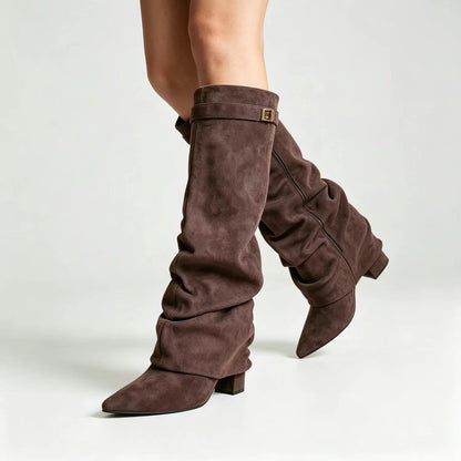 SOKYND Gloria Slouchy Faux Suede Knee High Boots BootsSOKYND-752535-BRO-34-17175Brown34