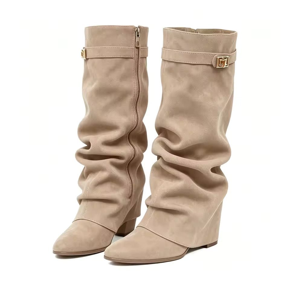 SOKYND Gloria Slouchy Faux Suede Knee High Boots BootsSOKYND-752535-BRO-34-17175Brown34