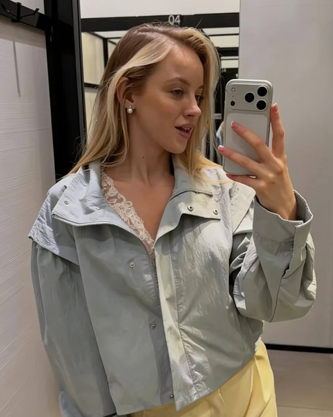 SOKYND Halia High Collar Cropped Jacket Coats & JacketsLight BlueS