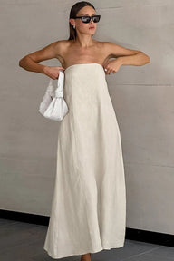 Hannelore trägerloses, rückenfreies Maxikleid