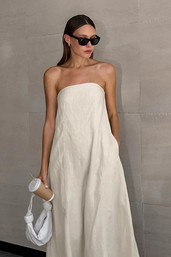 SOKYND Hannelore Strapless Backless Maxi Dress DressKhakiXL