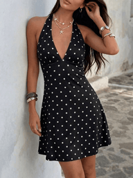 Harper Rückenfreies Polka‑Dot Minikleid